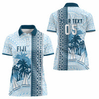 Custom Fiji Regatta Women Polo Shirt Palm Tree Tapa Pattern LT05 - Polynesian Pride