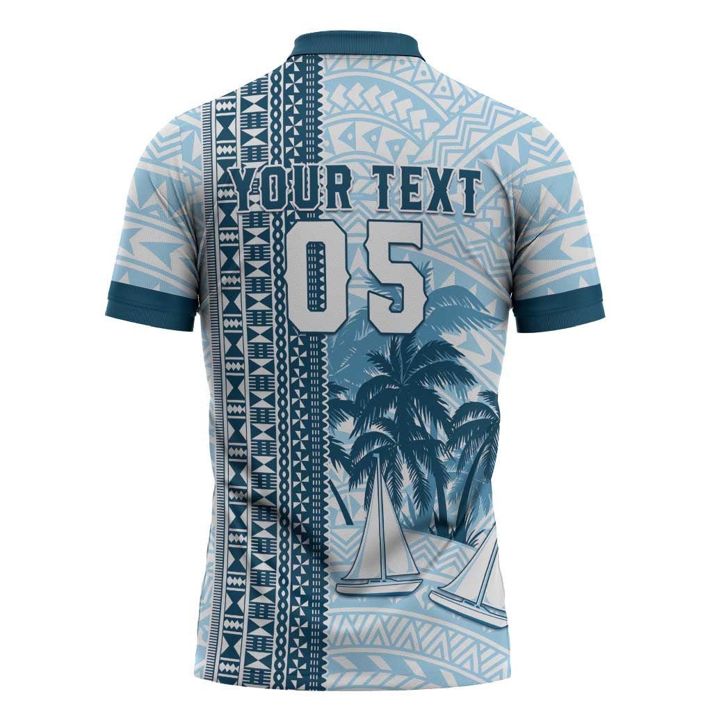 Custom Fiji Regatta Zipper Polo Shirt Palm Tree Tapa Pattern LT05 - Polynesian Pride