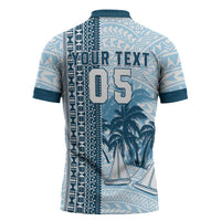 Custom Fiji Regatta Zipper Polo Shirt Palm Tree Tapa Pattern LT05 - Polynesian Pride