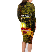 Happy Diwali Festival Family Matching Long Sleeve Bodycon Dress and Hawaiian Shirt Diya Lamp Hibiscus Polynesian Pattern LT05 - Polynesian Pride