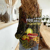 Happy Diwali Festival Women Casual Shirt Diya Lamp Hibiscus Polynesian Pattern LT05 - Polynesian Pride