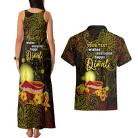 Personalized Happy Diwali Festival Couples Matching Tank Maxi Dress and Hawaiian Shirt Diya Lamp Hibiscus Polynesian Pattern LT05 - Polynesian Pride