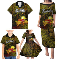 Personalized Happy Diwali Festival Family Matching Puletasi Dress and Hawaiian Shirt Diya Lamp Hibiscus Polynesian Pattern LT05 - Polynesian Pride