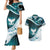 Aotearoa New Zealand Couples Matching Mermaid Dress and Hawaiian Shirt Maori Wera Paua Shell Teal Glitter