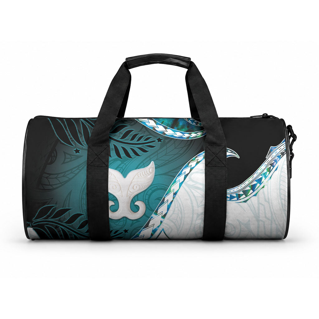 Aotearoa New Zealand Duffle Bag Maori Wera Paua Shell Teal Glitter