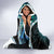 Aotearoa New Zealand Hooded Blanket Maori Wera Paua Shell Teal Glitter