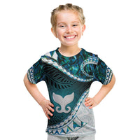 Aotearoa New Zealand Kid T Shirt Maori Wera Paua Shell Teal Glitter LT05 Teal - Polynesian Pride
