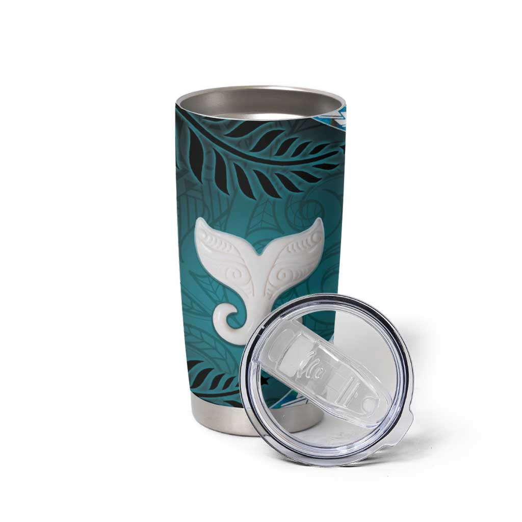 Aotearoa New Zealand Tumbler Cup Maori Wera Paua Shell Teal Glitter