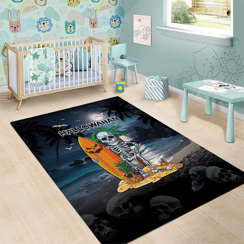 Hawaii Halloween Area Rug Hallowaiian Skeleton Surf