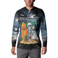 Personalised Hawaii Halloween Button Sweatshirt Hallowaiian Skeleton Surf