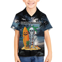 Personalised Hawaii Halloween Family Matching Puletasi and Hawaiian Shirt Hallowaiian Skeleton Surf