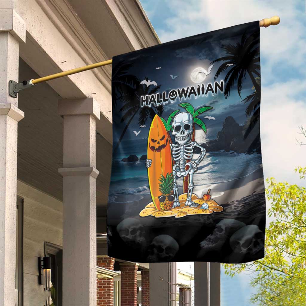 Hawaii Halloween Garden Flag Hallowaiian Skeleton Surf