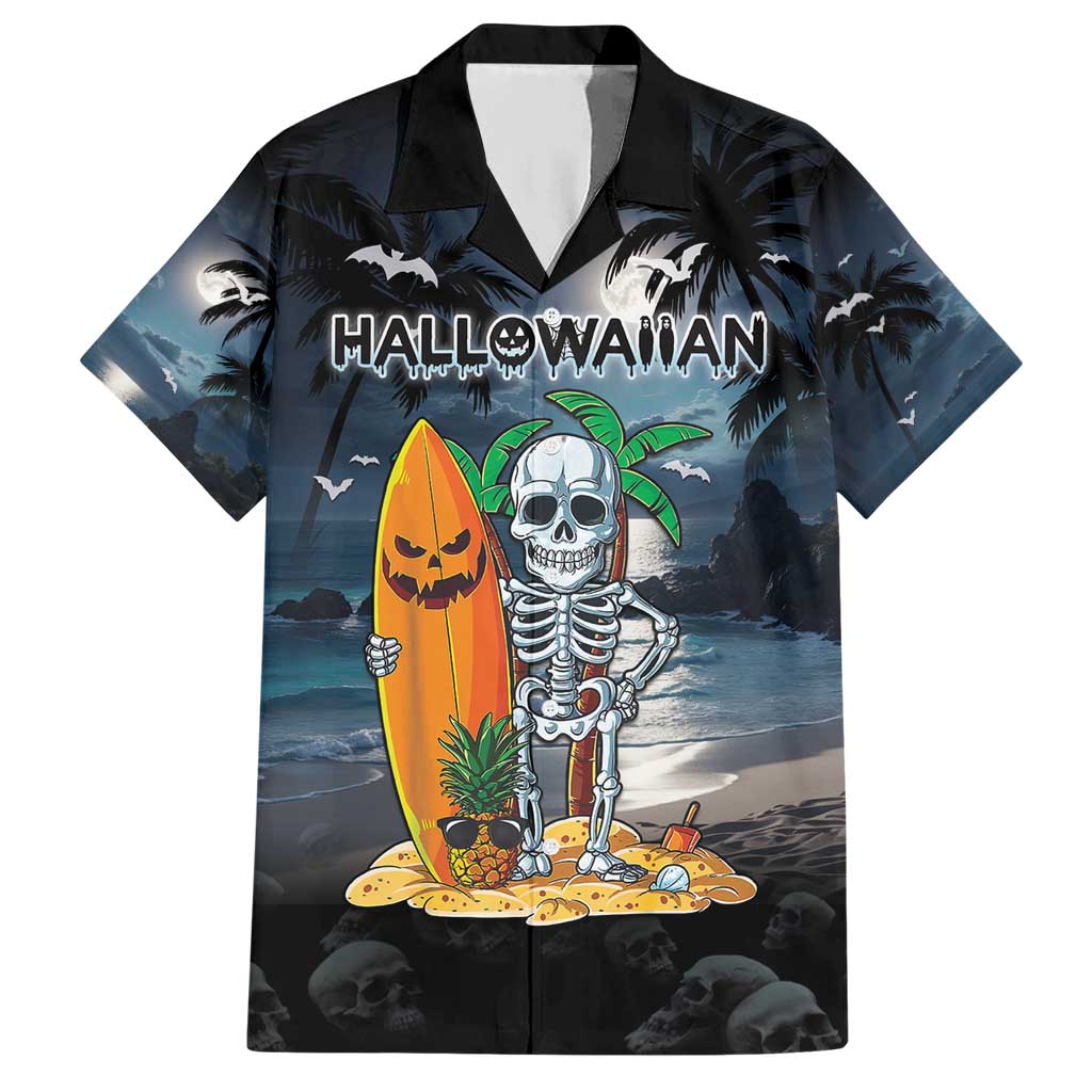 Personalised Hawaii Halloween Hawaiian Shirt Hallowaiian Skeleton Surf