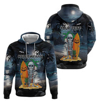 Personalised Hawaii Halloween Hoodie Hallowaiian Skeleton Surf