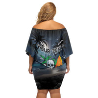 Personalised Hawaii Halloween Off Shoulder Short Dress Hallowaiian Skeleton Surf