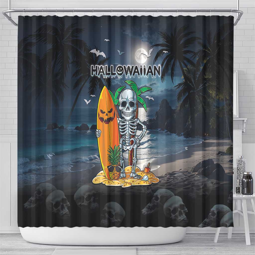 Hawaii Halloween Shower Curtain Hallowaiian Skeleton Surf LT05 - Polynesian Pride