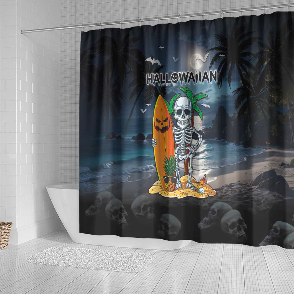 Hawaii Halloween Shower Curtain Hallowaiian Skeleton Surf LT05 - Polynesian Pride