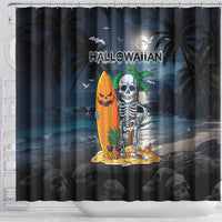 Hawaii Halloween Shower Curtain Hallowaiian Skeleton Surf LT05 - Polynesian Pride