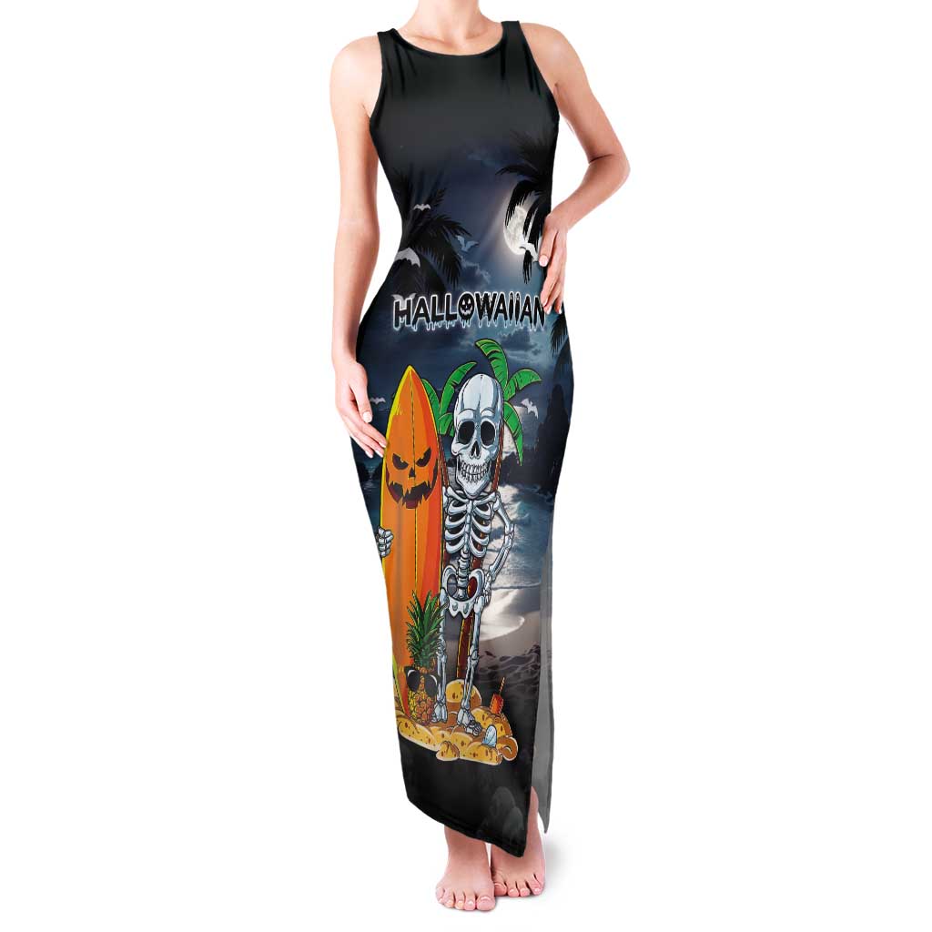 Personalised Hawaii Halloween Tank Maxi Dress Hallowaiian Skeleton Surf