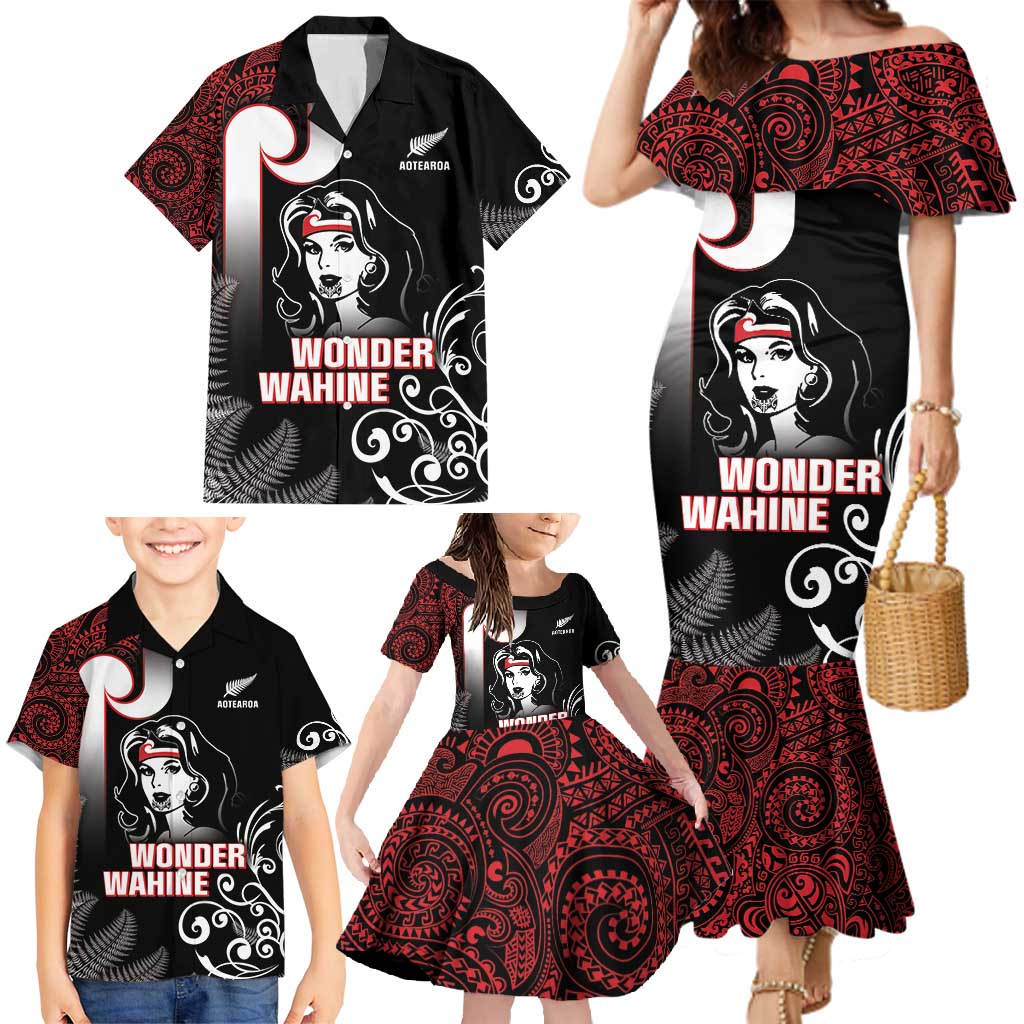 New Zealand Aotearoa Mana Wahine Family Matching Mermaid Dress and Hawaiian Shirt LT05 - Polynesian Pride