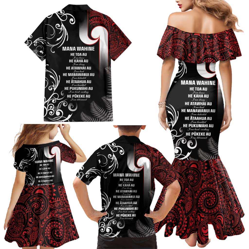 New Zealand Aotearoa Mana Wahine Family Matching Mermaid Dress and Hawaiian Shirt LT05 - Polynesian Pride