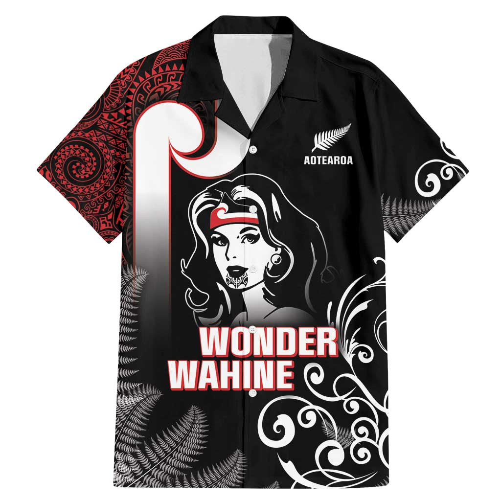 New Zealand Aotearoa Mana Wahine Family Matching Mermaid Dress and Hawaiian Shirt LT05 Dad's Shirt - Short Sleeve Black - Polynesian Pride