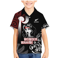 New Zealand Aotearoa Mana Wahine Family Matching Mermaid Dress and Hawaiian Shirt LT05 Son's Shirt Black - Polynesian Pride