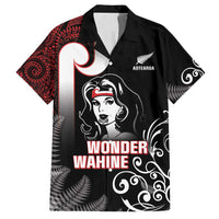 New Zealand Aotearoa Mana Wahine Family Matching Off Shoulder Short Dress and Hawaiian Shirt LT05 Dad's Shirt - Short Sleeve Black - Polynesian Pride