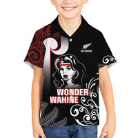 New Zealand Aotearoa Mana Wahine Family Matching Puletasi and Hawaiian Shirt LT05 Son's Shirt Black - Polynesian Pride