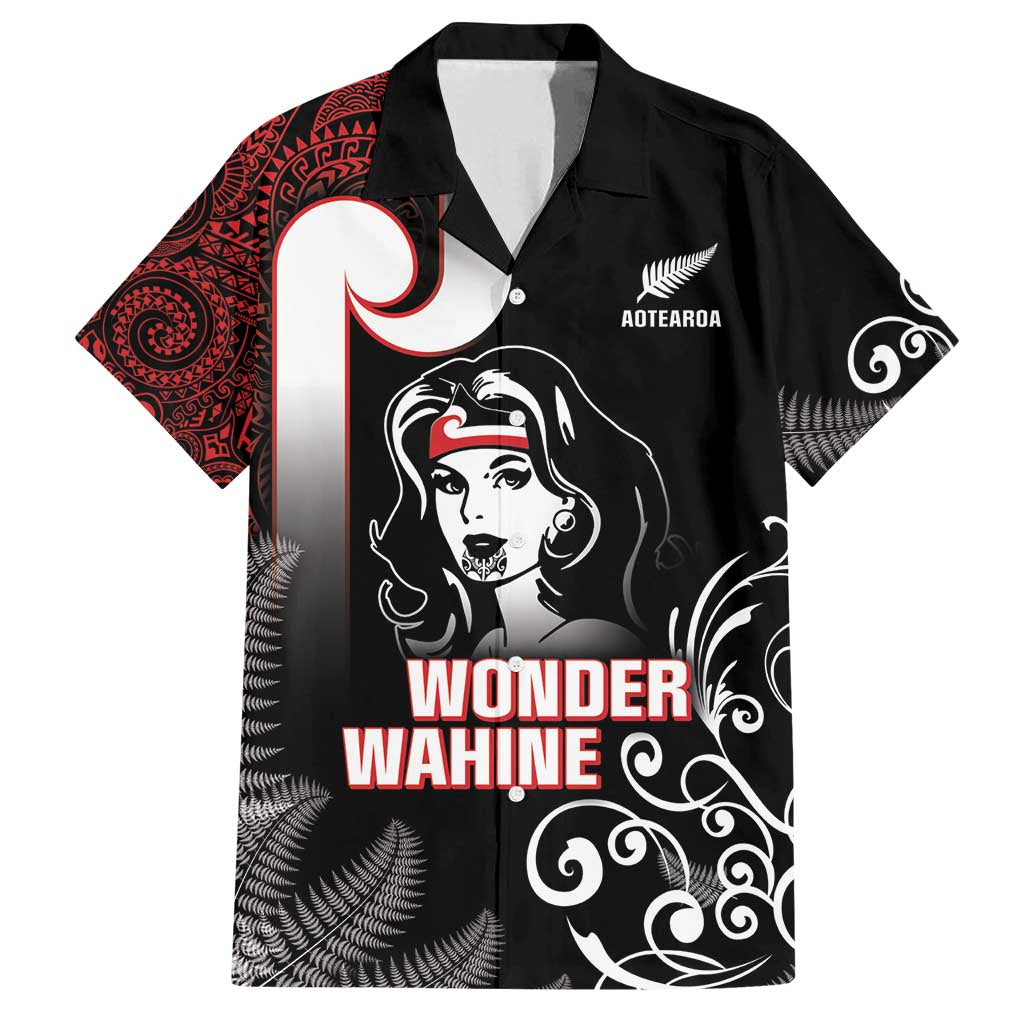 New Zealand Aotearoa Mana Wahine Family Matching Summer Maxi Dress and Hawaiian Shirt LT05 Dad's Shirt - Short Sleeve Black - Polynesian Pride