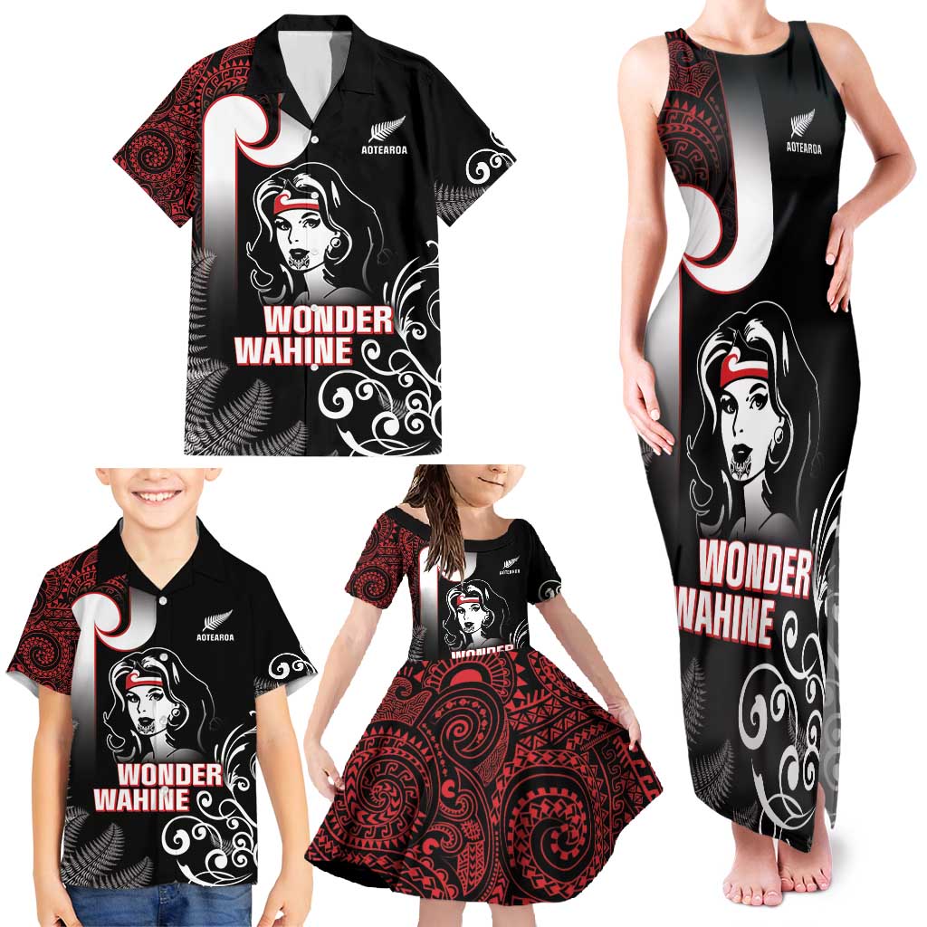 New Zealand Aotearoa Mana Wahine Family Matching Tank Maxi Dress and Hawaiian Shirt LT05 - Polynesian Pride