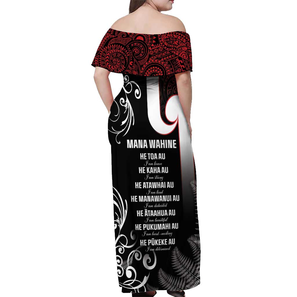 New Zealand Aotearoa Mana Wahine Off Shoulder Maxi Dress