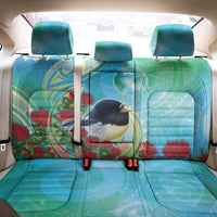 New Zealand Tomtit Back Car Seat Cover Maori Koru With Pohutukawa Galaxy Style - Polynesian Pride