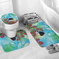 New Zealand Tomtit Bathroom Set Maori Koru With Pohutukawa Galaxy Style - Polynesian Pride