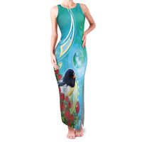 New Zealand Tomtit Family Matching Tank Maxi Dress and Hawaiian Shirt Maori Koru With Pohutukawa Galaxy Style - Polynesian Pride