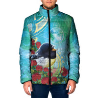 New Zealand Tomtit Padded Jacket Maori Koru With Pohutukawa Galaxy Style - Polynesian Pride