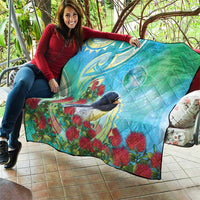 New Zealand Tomtit Quilt Maori Koru With Pohutukawa Galaxy Style - Polynesian Pride