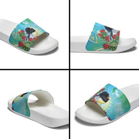 New Zealand Tomtit Slide Sandals Maori Koru With Pohutukawa Galaxy Style - Polynesian Pride