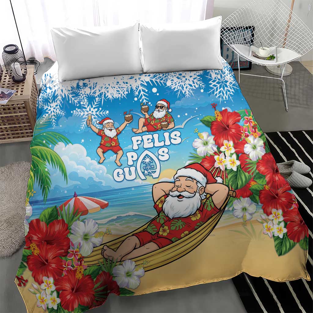 Guam Christmas Bedding Set Felis Pasgua Chilling Santa - Polynesian Pride