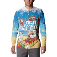Guam Christmas Button Sweatshirt Felis Pasgua Chilling Santa - Polynesian Pride