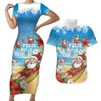 Guam Christmas Couples Matching Short Sleeve Bodycon Dress and Hawaiian Shirt Felis Pasgua Chilling Santa - Polynesian Pride