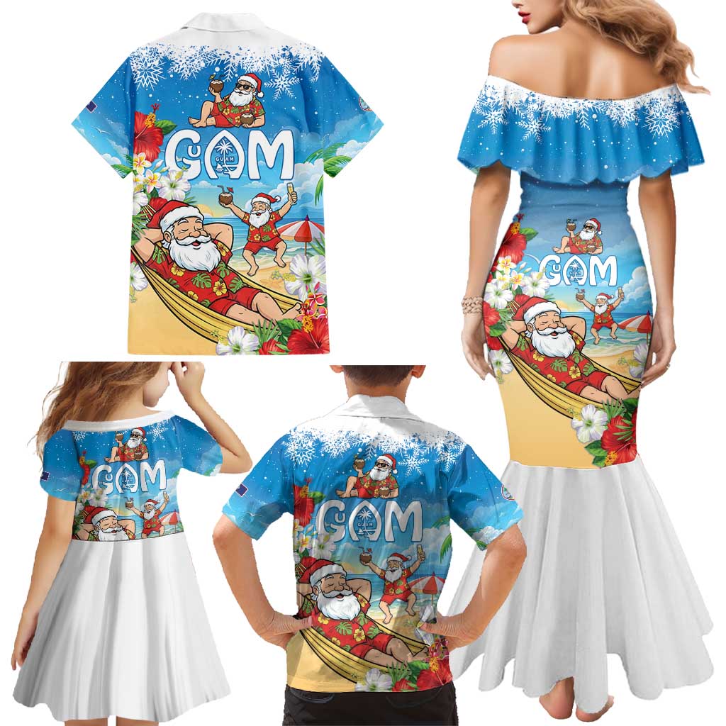 Guam Christmas Family Matching Mermaid Dress and Hawaiian Shirt Felis Pasgua Chilling Santa - Polynesian Pride