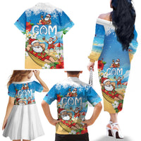 Guam Christmas Family Matching Off The Shoulder Long Sleeve Dress and Hawaiian Shirt Felis Pasgua Chilling Santa - Polynesian Pride