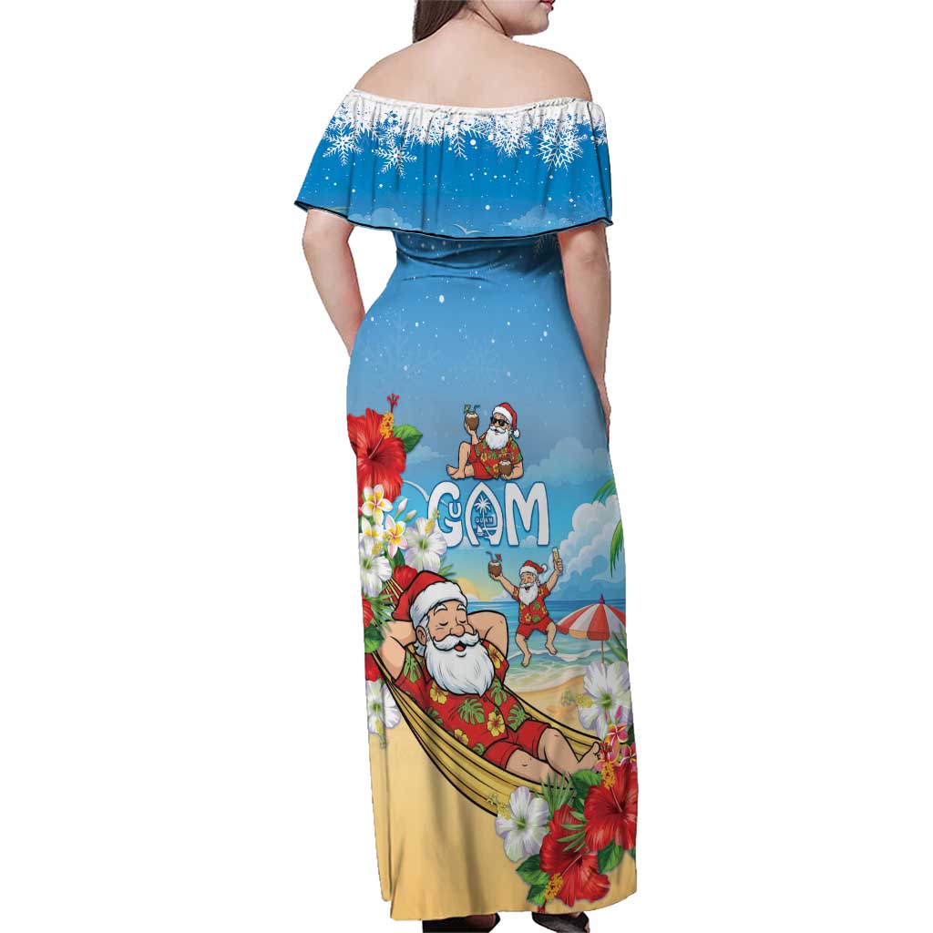 Guam Christmas Family Matching Off Shoulder Maxi Dress and Hawaiian Shirt Felis Pasgua Chilling Santa - Polynesian Pride