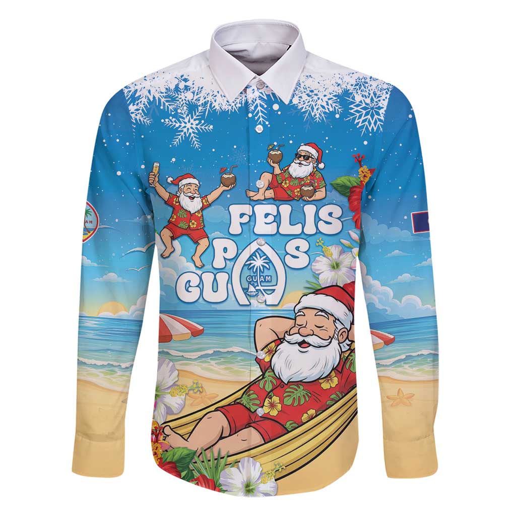 Guam Christmas Family Matching Off Shoulder Short Dress and Hawaiian Shirt Felis Pasgua Chilling Santa - Polynesian Pride