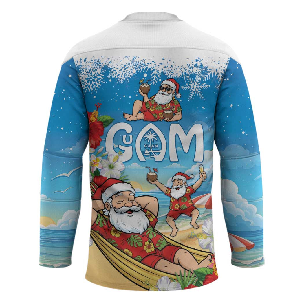Guam Christmas Hockey Jersey Felis Pasgua Chilling Santa - Polynesian Pride