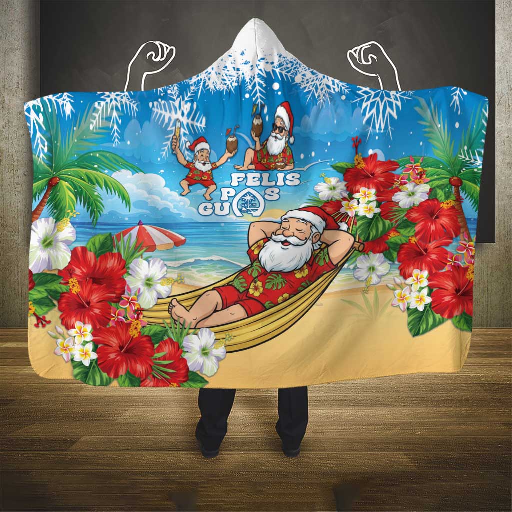 Guam Christmas Hooded Blanket Felis Pasgua Chilling Santa - Polynesian Pride
