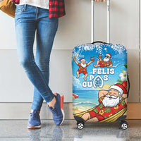Guam Christmas Luggage Cover Felis Pasgua Chilling Santa - Polynesian Pride