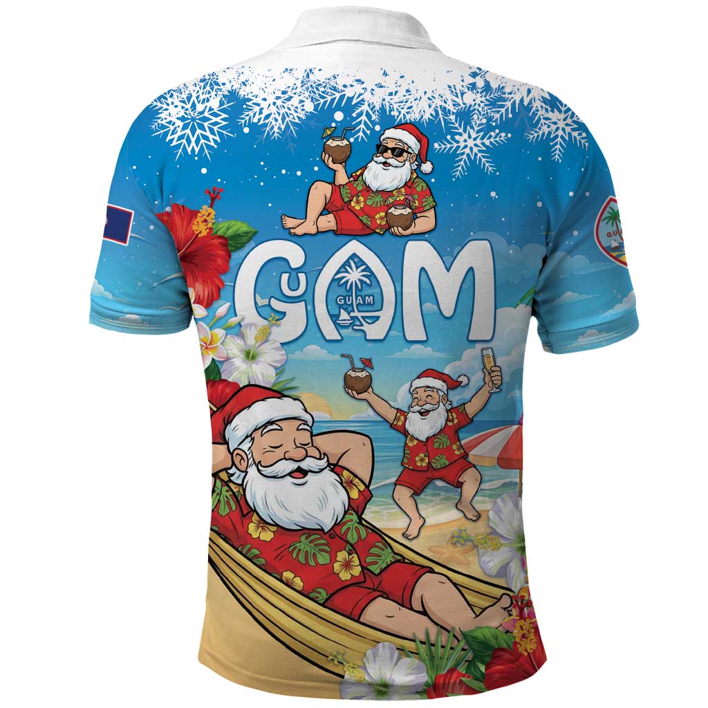 Guam Christmas Polo Shirt Felis Pasgua Chilling Santa - Polynesian Pride
