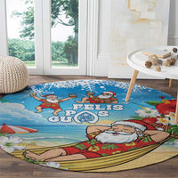 Guam Christmas Round Carpet Felis Pasgua Chilling Santa - Polynesian Pride